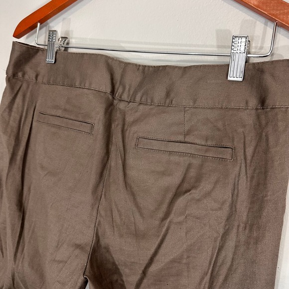J. Jill NWT Green Brown Midrise Linen Cotton Blend Cropped Relaxed Pants Sz 6 - Picture 4 of 7
